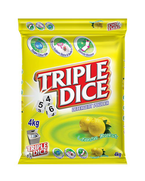 triple dice detergent powder product shot lemon burst my