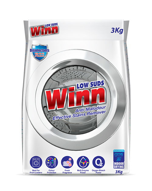 win detergent powder product shot low sud 3kg